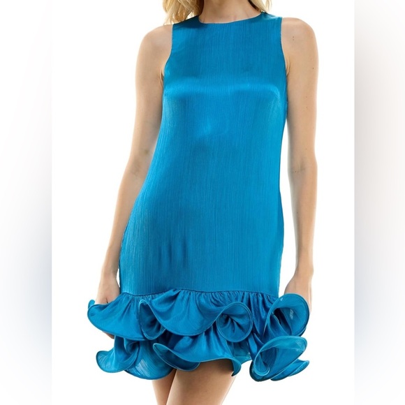 TAYLOR Women's Sleeveless Crew Neck Sheath Dress with Ruffled Hem NWT - Picture 1 of 11